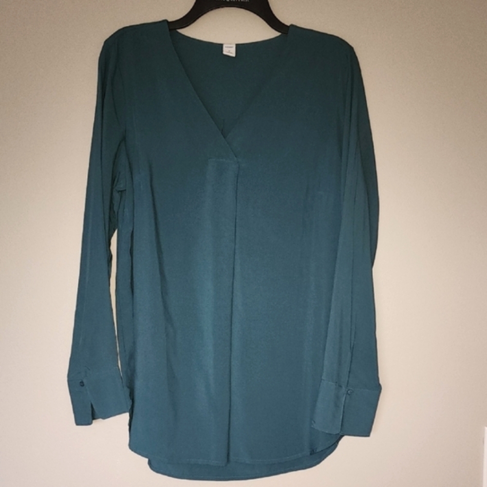 Women's Teal V-Neck Blouse Tunic By Old Navy Size Medium